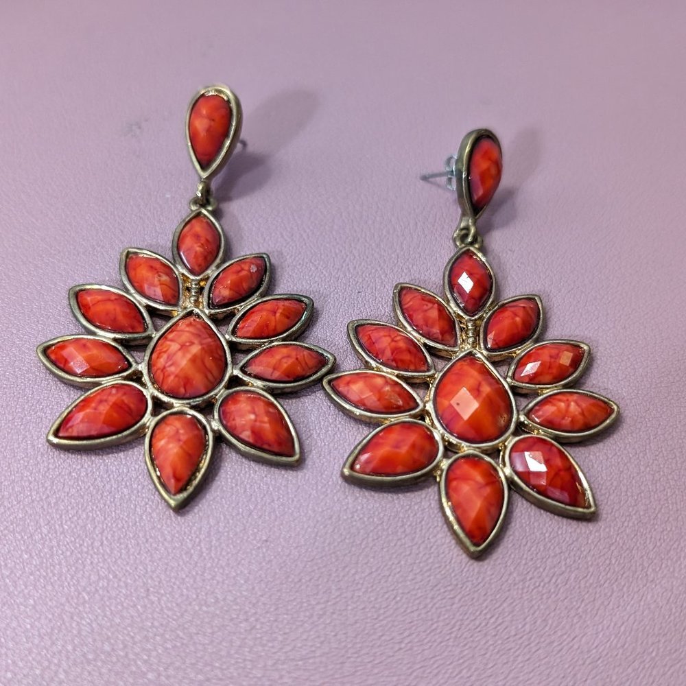 Amrita Singh Drop Earrings (Coral)